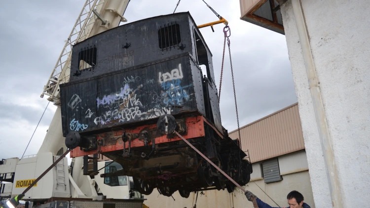 Trasllat de la locomotora de vapor de Valls al Museu del Ferrocarril de Móra la Nova