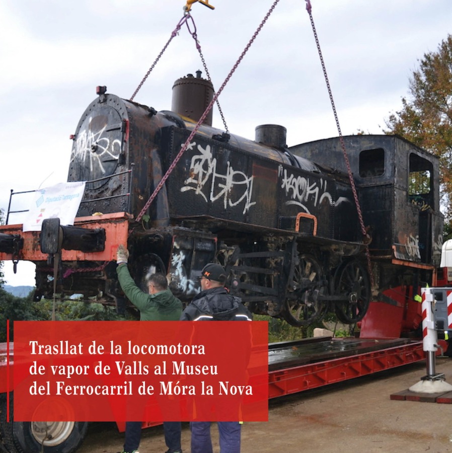 Trasllat de la locomotora de vapor de Valls al Museu del Ferrocarril de Móra la Nova